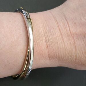 Gold tone and silver tone bracelet hinge criss cross